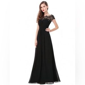 2Xl Black Chiffon Prom or  Bridesmaid dress with cap sleeves